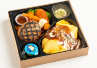 直火網焼きステーキハンバーグMIXグリル&オムライス