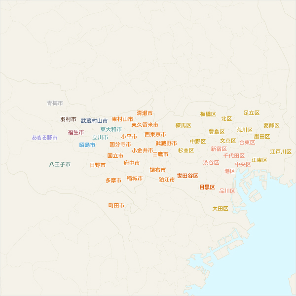 東京都の配達区域一覧