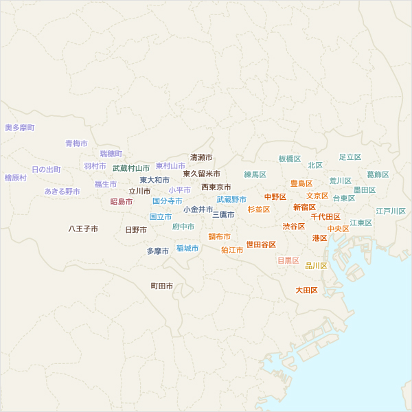 東京都の配達区域一覧